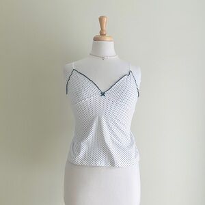 Brandy Girl Polka Dot Tank Top with Mini Ribbon